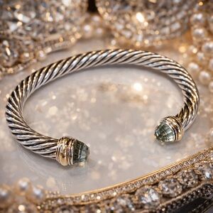 David Yurman Classic Cable Cuff Prasiolite Size M